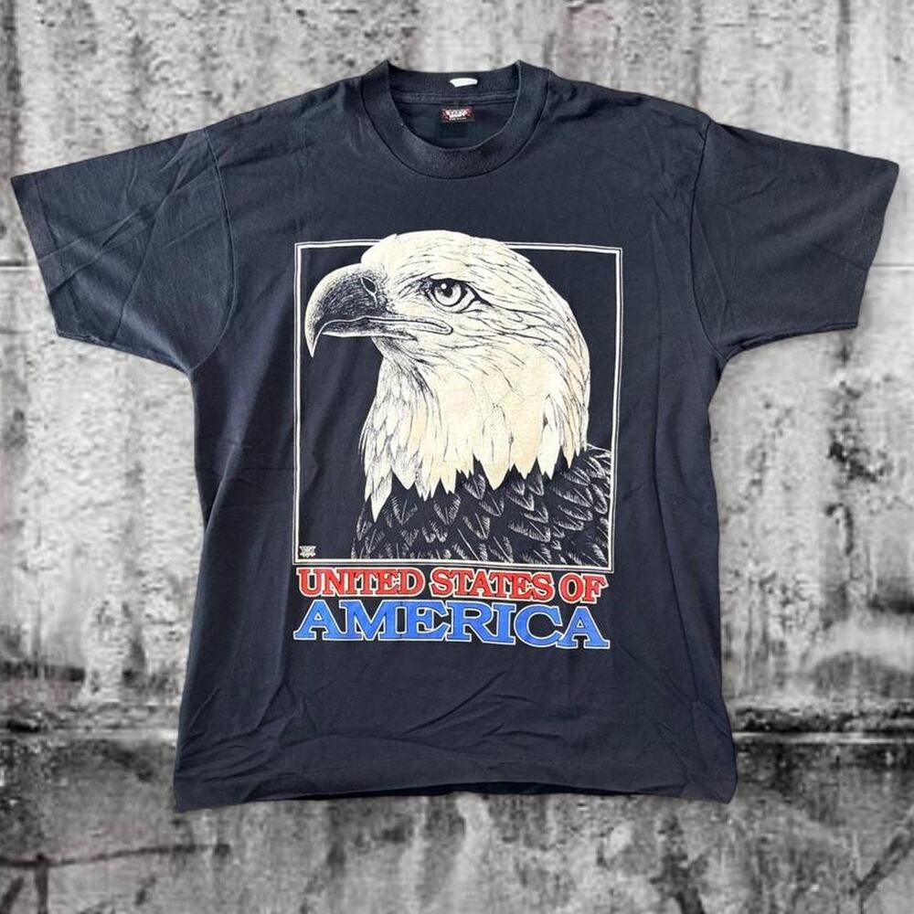 Vintage 90s United States of America Bald Eagle T-Shirt Screen Stars Best USA XL